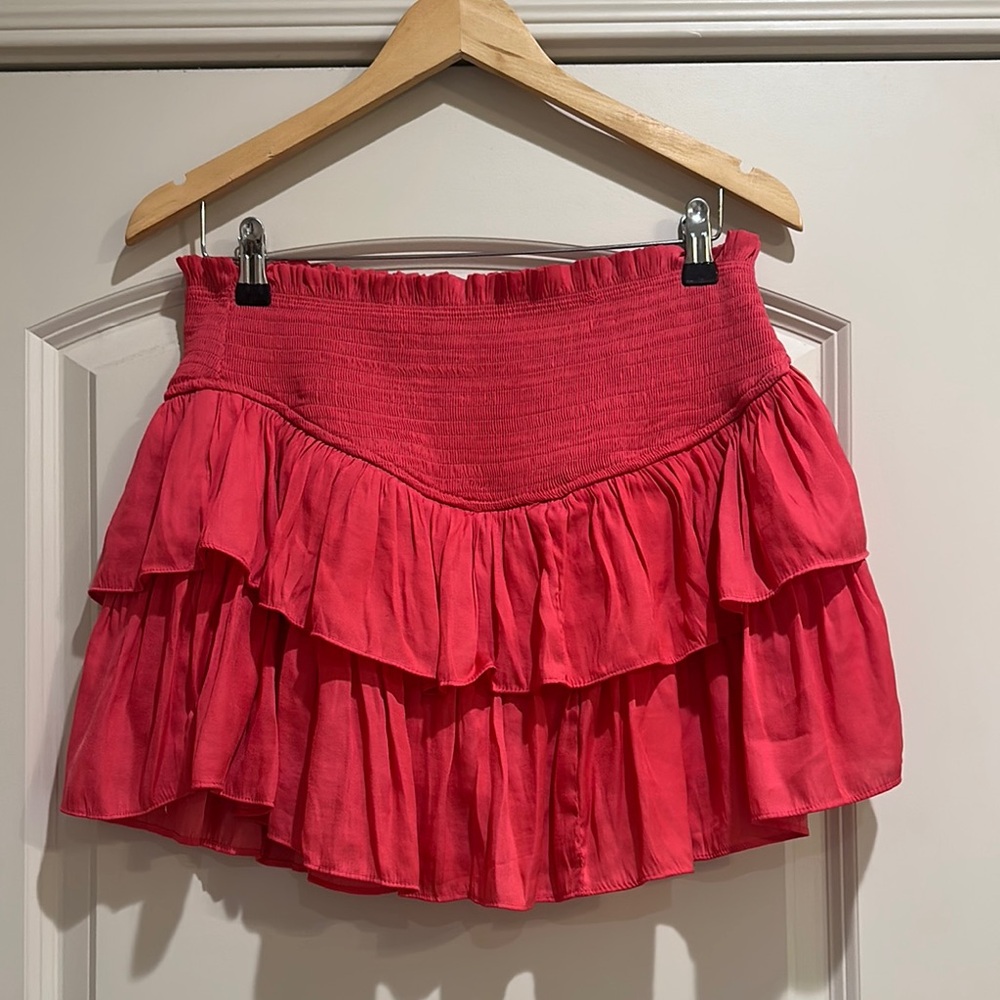 Mustard Seed Vibrant Pink Ruffled Mini Skirt